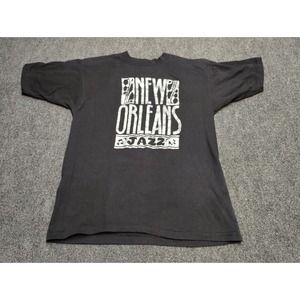 VINTAGE 80s New Orleans‎ Jazz Downerwear Glitter Covered Shirt Adult Large Black